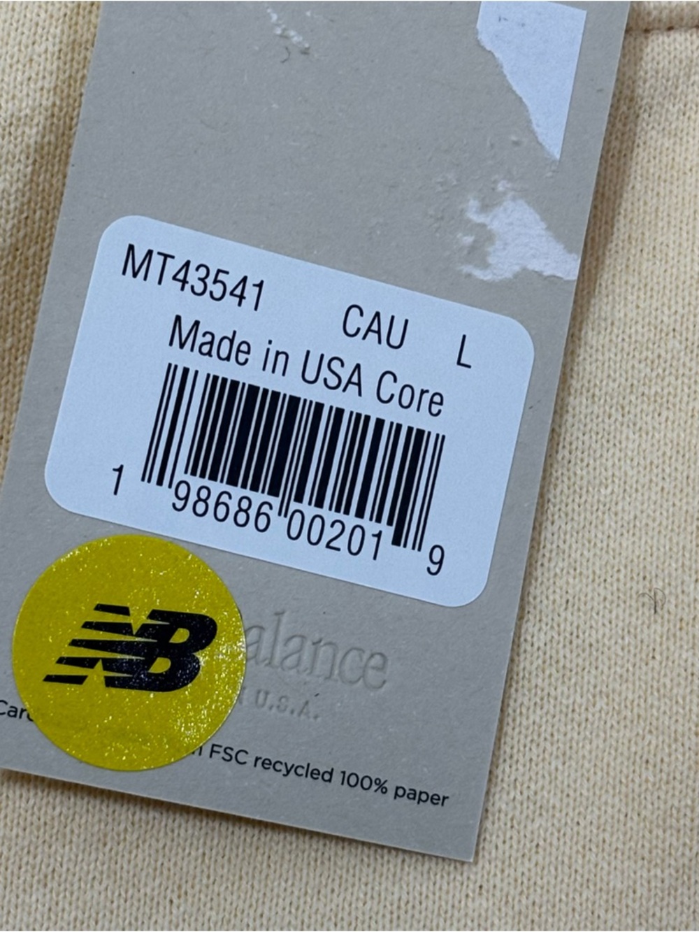 New Balance Made in USA Core Crewneck Sweatshirt Calcium Color Men’s  Size L NEW - Picture 6 of 8